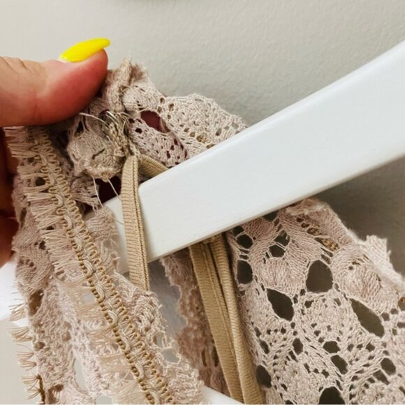 Free People Lily Crochet Lace Blouson Dress Tan Sz XS - Picture 7 of 9